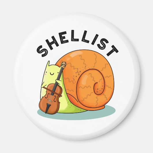 Shellist Funny Snail Cello Pun Magneet (Voorkant)