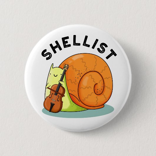 Shellist Funny Snail Cello Pun Ronde Button 5,7 Cm (Voorkant)