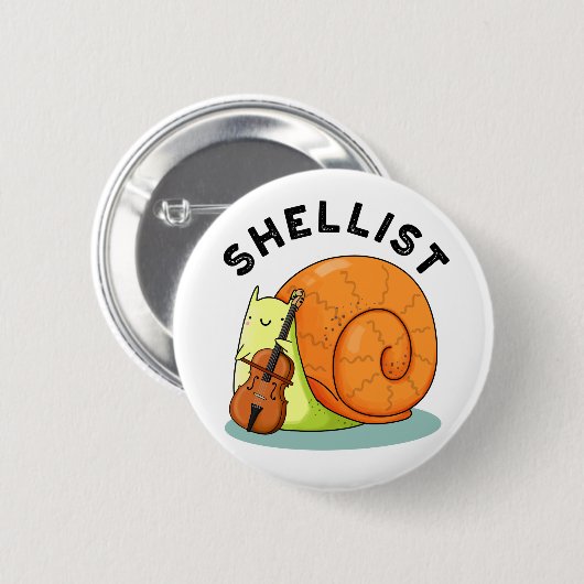 Shellist Funny Snail Cello Pun Ronde Button 5,7 Cm (Voorkant /achterkant)