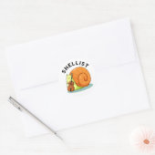 Shellist Funny Snail Cello Pun Ronde Sticker (Envelop)