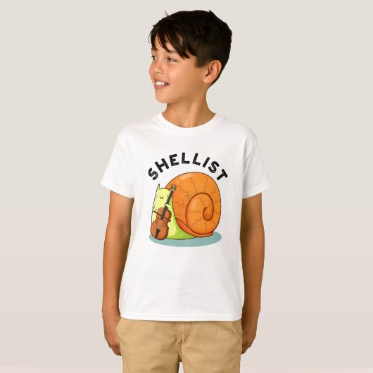 Shellist Funny Snail Cello Pun T-shirt (Voorkant volledig)