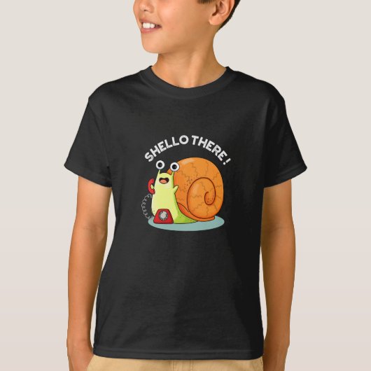 Shello Daar Funny Snail Hallo Pun Dark BG T-shirt (Voorkant)