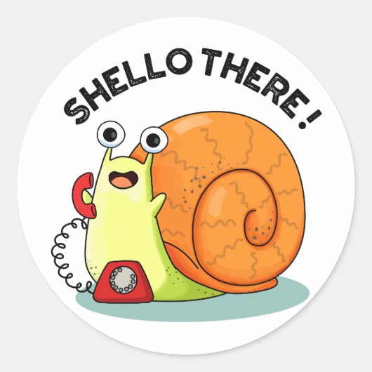 Shello Daar Funny Snail Hallo Pun Ronde Sticker (Voorkant)