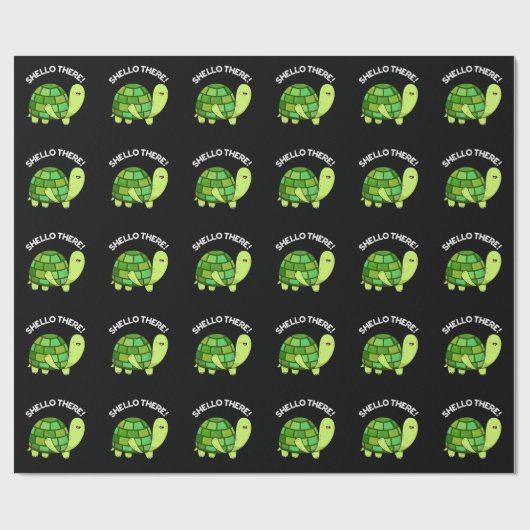 Shello Daar Funny Tortoise Pun Dark BG Cadeaupapier (Vlak)