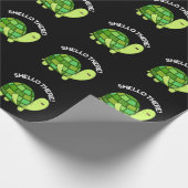 Shello Daar Funny Tortoise Pun Dark BG Cadeaupapier (Hoek)