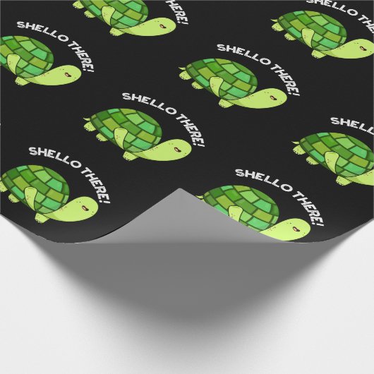 Shello Daar Funny Tortoise Pun Dark BG Cadeaupapier (Hoek)