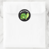 Shello Daar Funny Tortoise Pun Dark BG Ronde Sticker (Tas)