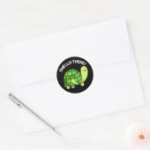 Shello Daar Funny Tortoise Pun Dark BG Ronde Sticker (Envelop)