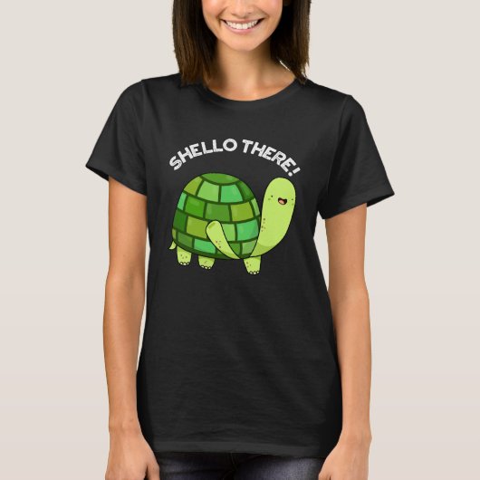 Shello Daar Funny Tortoise Pun Dark BG T-shirt (Voorkant)
