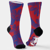 Shello Er Blauwe en Rode Bloemenkreeft Sokken (Gebogen)