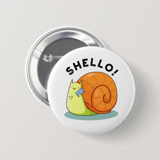 Shello Funny Snail-telefoongesprek Ronde Button 5,7 Cm (Voorkant /achterkant)