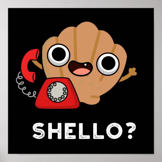 Shello Funny Zee Shell Pun Dark BG Poster (Voorkant)