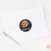Shello Funny Zee Shell Pun Dark BG Ronde Sticker (Envelop)