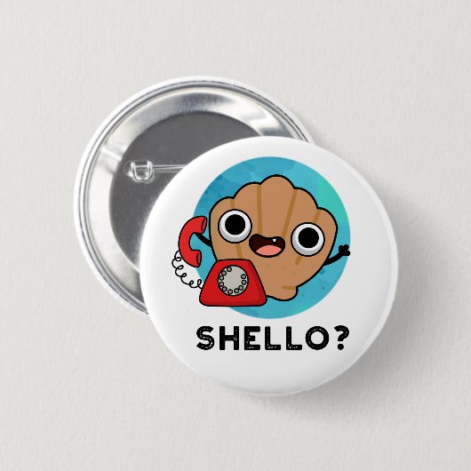 Shello Funny Zee Shell Pun Ronde Button 5,7 Cm (Voorkant /achterkant)