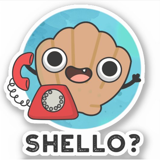 Shello Funny Zee Shell Pun Sticker (Voorkant)