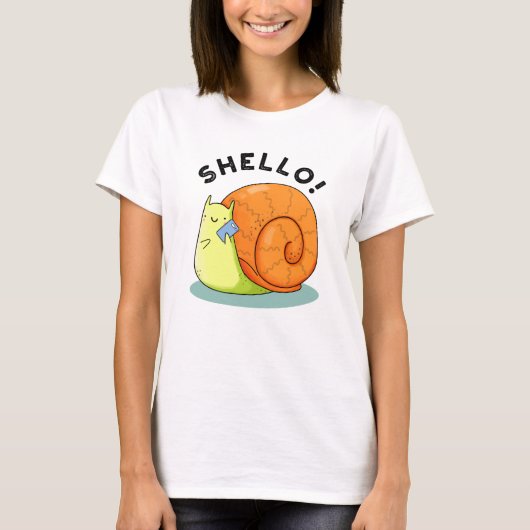 Shello grappige slak mobiele telefoon woordspeling t-shirt (Voorkant)