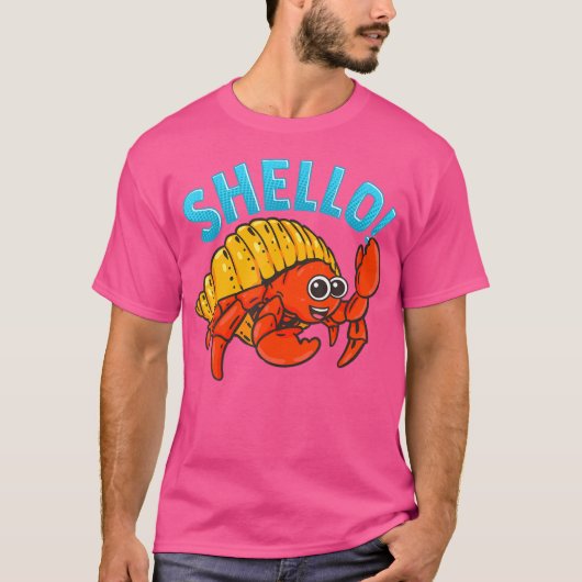 Shello Shellfish Pun Funny Hermit Crab Zee Shell F T-shirt (Voorkant)
