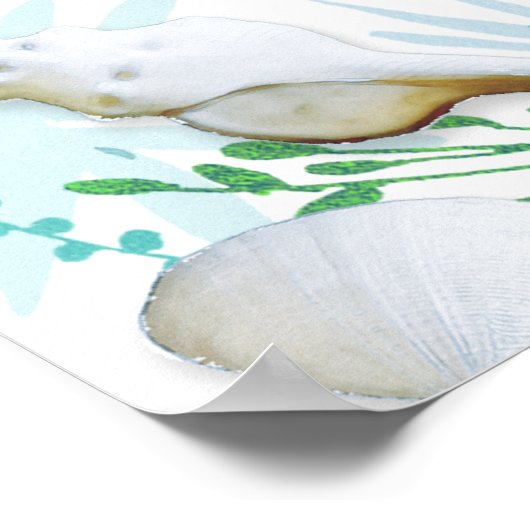 Shells and Calligraphy Blue Beach Wedding Welcome Poster (Hoek)