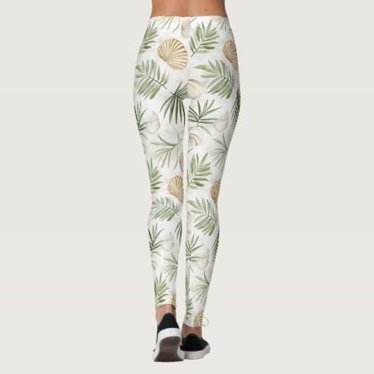 Shells Beach Green Palm Tree Leaves Leggings (Achterkant)