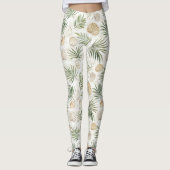 Shells Beach Green Palm Tree Leaves Leggings (Voorkant)
