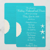 Shells Beach Wedding Rehearsal Dinner Invitations Kaart (Voorkant / Achterkant)