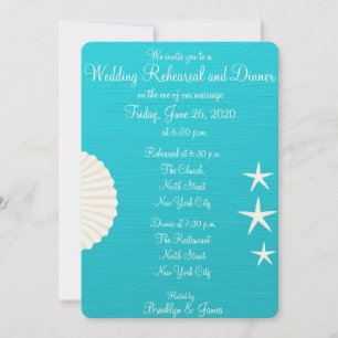 Shells Beach Wedding Rehearsal Dinner Invitations Kaart