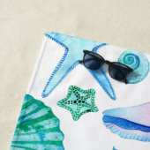 Shells en Starfish Family Beach House Waterverf Strandlaken (In situ)