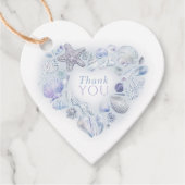 Shells hart kunst dank u strand blauwe bruiloft bedankjes labels (Voorkant)