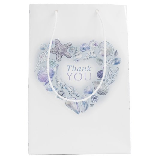 Shells hart kunst dank u strand blauwe bruiloft medium cadeauzakje (Voorkant)