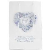 Shells hart kunst dank u strand blauwe bruiloft medium cadeauzakje (Achterkant)