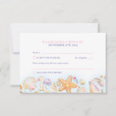 Shells hart kunst strand bruiloft waterverf RSVP kaartje (Voorkant)