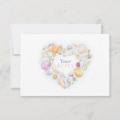 Shells hart kunst strand bruiloft waterverf RSVP kaartje (Achterkant)