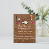 Shells & Love on Beach bruiloft op maat Save the D Date (Staand voorkant)