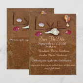 Shells & Love on Beach bruiloft op maat Save the D Date (Voorkant / Achterkant)