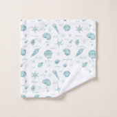 Shells Starfish Sun Fun Text Blauwgroen ID918 Bad Handdoek (Wasdoekje)