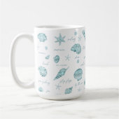 Shells Starfish Sun Fun Text Blauwgroen ID918 Koffiemok (Links)
