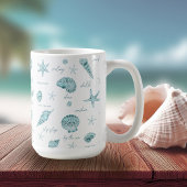 Shells Starfish Sun Fun Text Blauwgroen ID918 Koffiemok