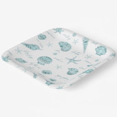 Shells Starfish Sun Fun Text Blauwgroen ID918 Papieren Bordje (Gebogen)
