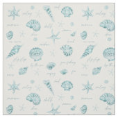 Shells Starfish Sun Fun Text Blauwgroen ID918 Stof (Swatch)