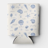 Shells Starfish Sun Fun Text Blue ID918 Blikjeskoeler (Voorkant)