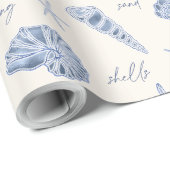 Shells Starfish Sun Fun Text Blue ID918 Cadeaupapier (Rol Hoek)
