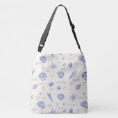 Shells Starfish Sun Fun Text Blue ID918 Crossbody Tas (Achterkant)