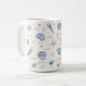 Shells Starfish Sun Fun Text Blue ID918 Koffiemok (Voorkant links)