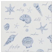 Shells Starfish Sun Fun Text Blue ID918 Stof (Close Up)