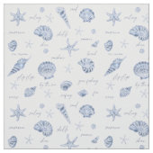 Shells Starfish Sun Fun Text Blue ID918 Stof (Swatch)