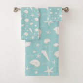 Shells Starfish Sun Fun Text Ivory ID918 Bad Handdoek (Insitu)