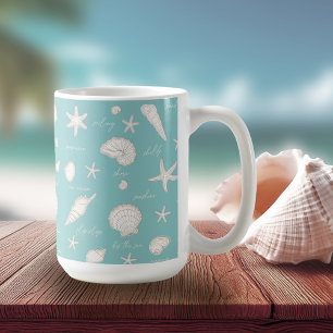 Shells Starfish Sun Fun Text Ivory ID918 Koffiemok