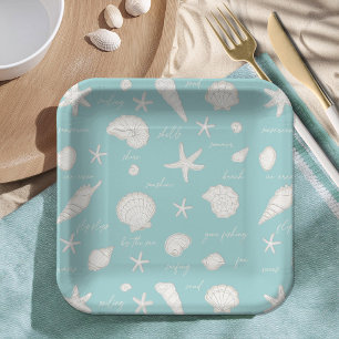 Shells Starfish Sun Fun Text Ivory ID918 Papieren Bordje