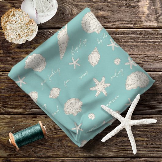 Shells Starfish Sun Fun Text Ivory ID918 Stof