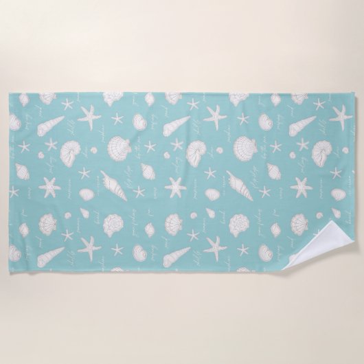 Shells Starfish Sun Fun Text Ivory ID918 Strandlaken (Voorkant)